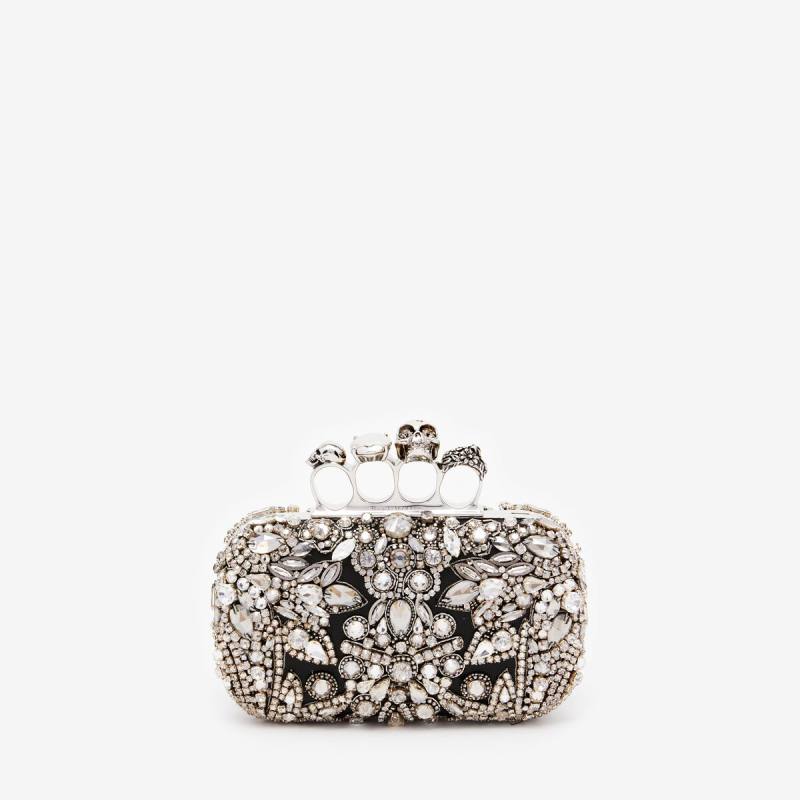 Alexander McQueen Women's White Victorian Jewel Knuckle Clutch (Lambskin)
